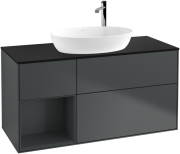 Тумба під раковину Villeroy & Boch Finion 120х50,1 см із підсвічуванням МДФ темно-синій матовий лак/скло чорне матове F942HGHG