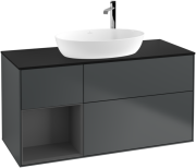 Тумба под раковину Villeroy & Boch Finion 120х50,1 см с подсветкой МДФ темно-синий матовый лак/стекло черное матовое F942GKHG