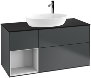 Тумба под раковину Villeroy & Boch Finion 120х50,1 см с подсветкой МДФ темно-синий матовый лак/стекло черное матовое F942MTHG