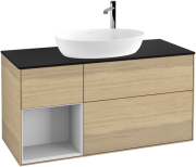 Тумба под раковину Villeroy & Boch Finion 120х50,1 см с подсветкой МДФ шпон дуба/стекло черное матовое F942MTPC