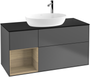 Тумба под раковину Villeroy & Boch Finion 120х50,1 см с подсветкой МДФ антрацит матовый лак/стекло черное матовое F942PCGK