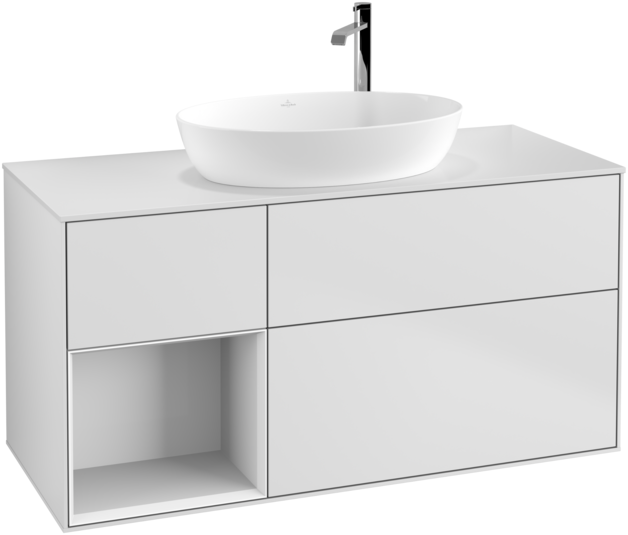 Тумба под раковину Villeroy & Boch Finion 120х50,1 см с подсветкой МДФ белый матовый лак/стекло белое матовое G941GFMT