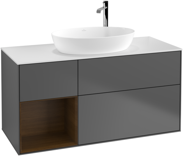 Тумба под раковину Villeroy & Boch Finion 120х50,1 см с подсветкой МДФ антрацит матовый лак/стекло белое матовое G941GNGK