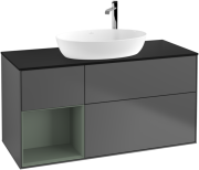 Тумба под раковину Villeroy & Boch Finion 120х50,1 см с подсветкой МДФ антрацит матовый лак/стекло черное матовое F942GMGK