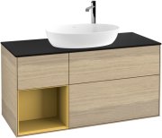 Тумба под раковину Villeroy & Boch Finion 120х50,1 см с подсветкой МДФ шпон дуба/стекло черное матовое F942HFPC