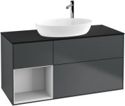 Тумба під раковину Villeroy & Boch Finion 120х50,1 см із підсвічуванням МДФ темно-синій матовий лак/скло чорне матове F942MTHG