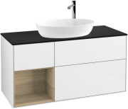 Тумба під раковину Villeroy & Boch Finion 120х50,1 см з підсвіткою МДФ білий глянцевий лак/скло чорне матове F942PCGF