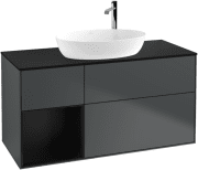 Тумба под раковину Villeroy & Boch Finion 120х50,1 см с подсветкой МДФ темно-синий матовый лак/стекло черное матовое F942PDHG