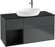 Тумба під раковину Villeroy & Boch Finion 120х50,1 см із підсвічуванням МДФ темно-синій матовий лак/скло чорне матове F942PDHG