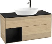 Тумба под раковину Villeroy & Boch Finion 120х50,1 см с подсветкой МДФ шпон дуба/стекло черное матовое F942PDPC