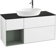 Тумба под раковину Villeroy & Boch Finion 120х50,1 см с подсветкой МДФ глянцевый белый лак/стекло черное матовое F942GMGF