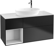 Тумба под раковину Villeroy & Boch Finion 120х50,1 см с подсветкой МДФ черный матовый лак/стекло белое матовое G941GFPD