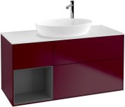 Тумба під раковину Villeroy & Boch Finion 120х50,1 см з підсвічуванням МДФ півонія матовий лак/скло біле матове G941GKHB