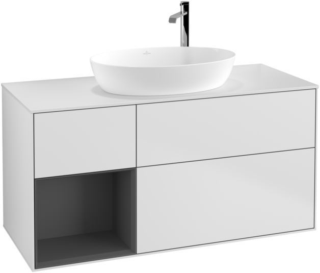 Тумба під раковину Villeroy & Boch Finion 120х50,1 см із підсвічуванням МДФ білий матовий лак/скло біле матове G941GKMT