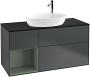 Тумба під раковину Villeroy & Boch Finion 120х50,1 см із підсвічуванням МДФ темно-синій матовий лак/скло чорне матове F942GMHG