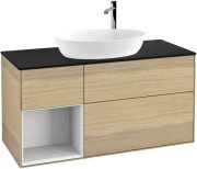 Тумба под раковину Villeroy & Boch Finion 120х50,1 см с подсветкой МДФ шпон дуба/стекло черное матовое F942GFPC