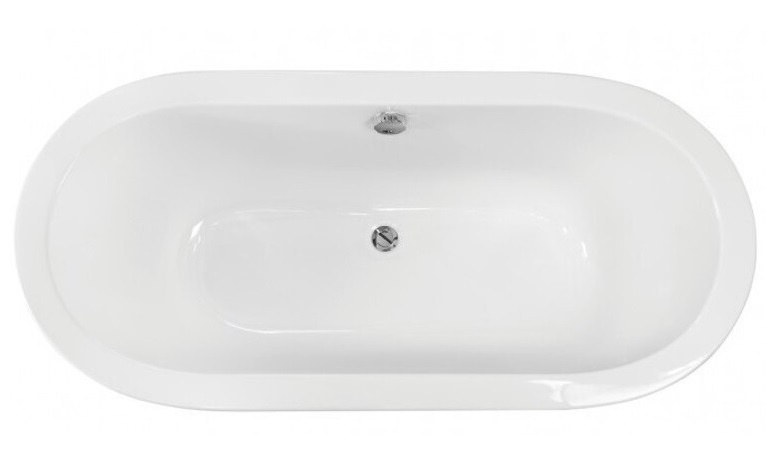 Ванна из искусственного камня Besco Victoria 160х75 см с сифоном клик-клак хром санитарный композит белый глянцевый #WKV-160-WZ