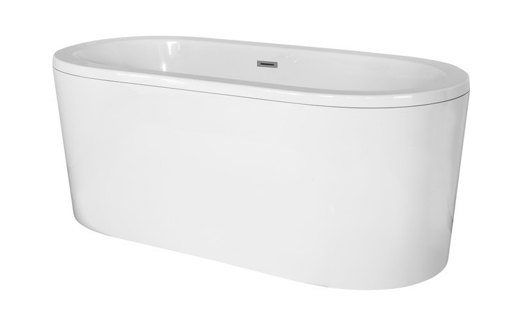 Ванна из искусственного камня Besco Victoria 160х75 см с сифоном клик-клак хром санитарный композит белый глянцевый #WKV-160-WOS