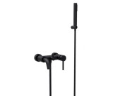 Смеситель для ванной Besco Illusion настенный с душевым гарнитуром черный матовый BW-IS-CZ