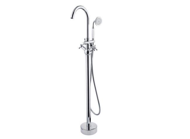 Змішувач для ванної кімнати Besco Retro I підлоговий з душовим гарнітуром хром BW-RI-CH