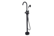 Смеситель для ванной Besco Retro I напольный с душевым гарнитуром черный матовый BW-RI-CZ