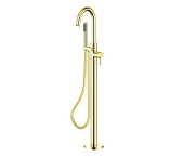 Смеситель для ванной Besco Veo II напольный с душевым гарнитуром яркое золото BW-VII-JZ