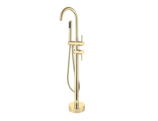 Змішувач для ванної Besco Illusion II з душовим гарнітуром золото BW-III-ZL