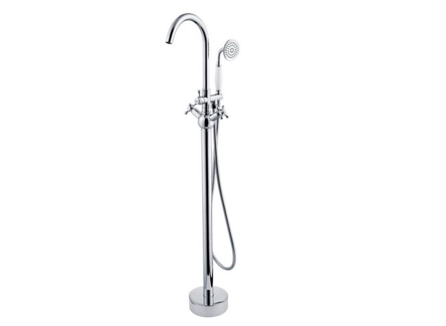 Смеситель для ванной Besco Retro I напольный с душевым гарнитуром хром BW-RI-CH