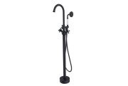 Смеситель для ванной Besco Retro I напольный с душевым гарнитуром черный матовый BW-RI-CZ
