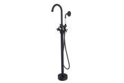 Змішувач для ванної кімнати Besco Retro I підлоговий з душовим гарнітуром чорний матовий BW-RI-CZ