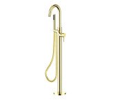 Смеситель для ванной Besco Veo II напольный с душевым гарнитуром яркое золото BW-VII-JZ