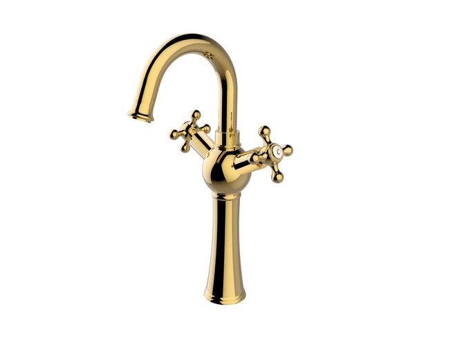 Смеситель для раковины Besco Retro I двухвентильный золото BU-RI-ZL