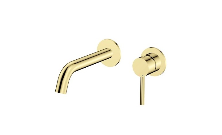 Змішувач для раковини Besco Veo одноважільний настінний яскраве золото BU-VS-JZ