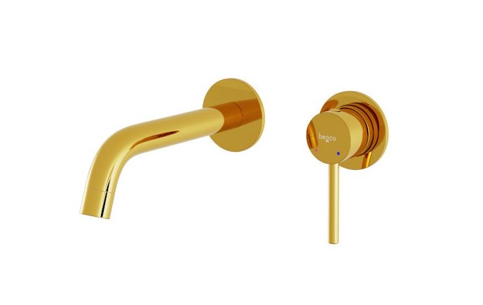 Смеситель для раковины Besco Illusion настенный однорычажный золото BU-IS-ZL