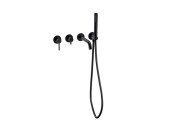 Смеситель для ванной Besco Veo настенный с душевым гарнитуром черный матовый BW-V4P-CZ