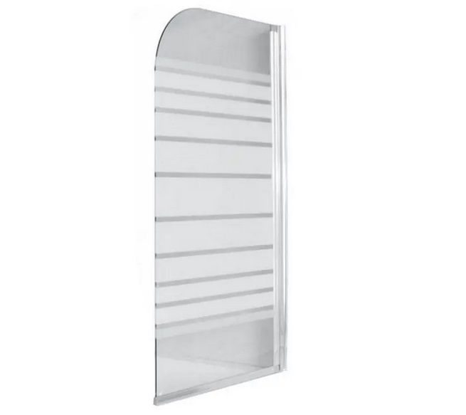 Шторка для ванны Besco Ambition 1 75х130 см хром/прозрачное стекло с полосами PA-1S