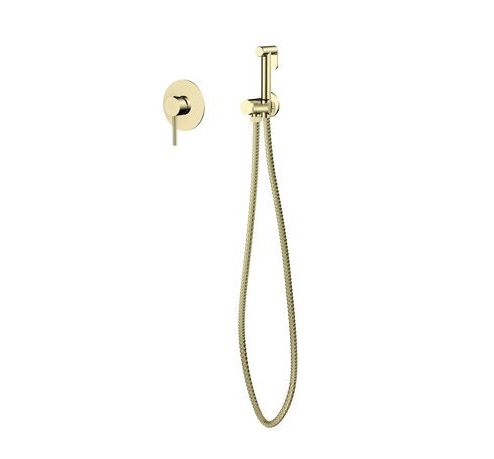 Гігієнічний душ із змішувачем прихованого монтажу Besco Veo яскраве золото BB-VZ-JZ