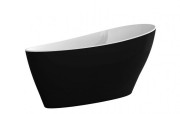Ванна акриловая Besco Keya 165х70 см с сифоном клик-клак хром черный глянцевый/глянцевый белый #WMD-165-KBW