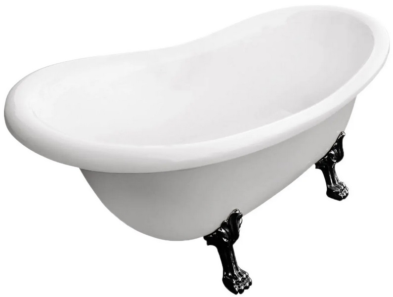 Ванна акриловая Besco Otylia 170х77 см глянцевый белый/черные матовые ножки #WKO-170W+CZ