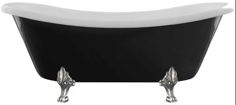 Ванна акриловая Besco Otylia 170х77 см черныйглянцевый/белый глянцевый/ножки хром #WKO-170-BWC