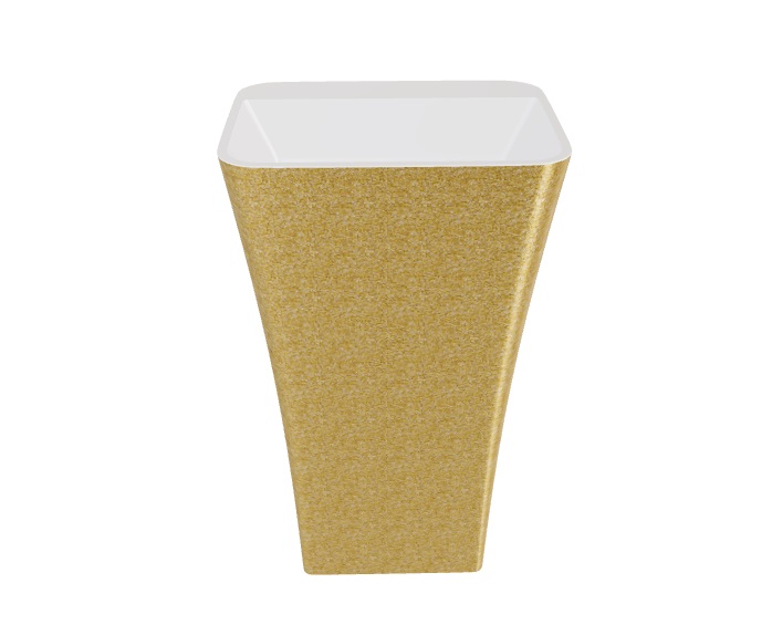 Раковина для ванной Besco Assos S-Line Glam 40х50х85 см напольная Mineral DuraBe золото #UMD-A-WOZ