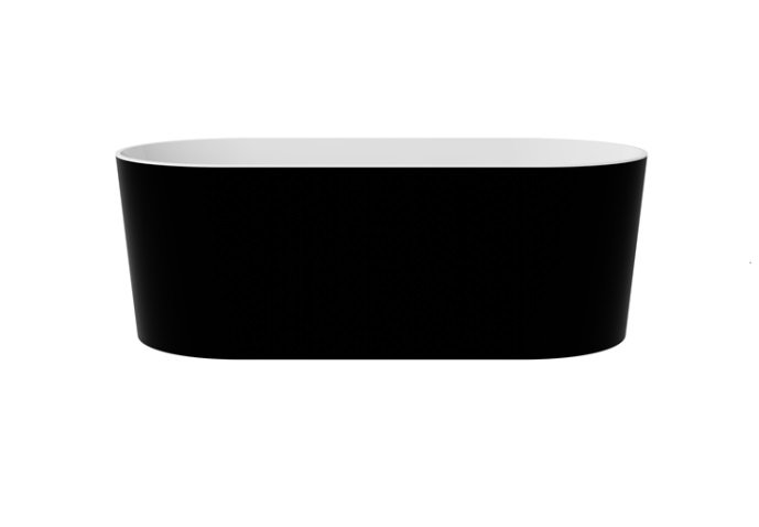 Ванна зі штучного каменю Besco Lova 160х74 см із сифоном клік-клак графіт Mineral DuraBe чорний глянсовий/білий глянсовий #WWM160LBKGR