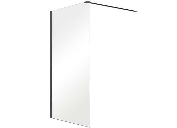 Душова перегородка Besco Aveo Walk in 140х195 см профіль чорний матовий/прозоре скло AVB-140-195C