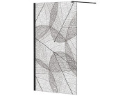 Душевая перегородка Besco Leafy Walk in 110х200 см профиль черный матовый/прозрачное стекло с узором LF-110-200C