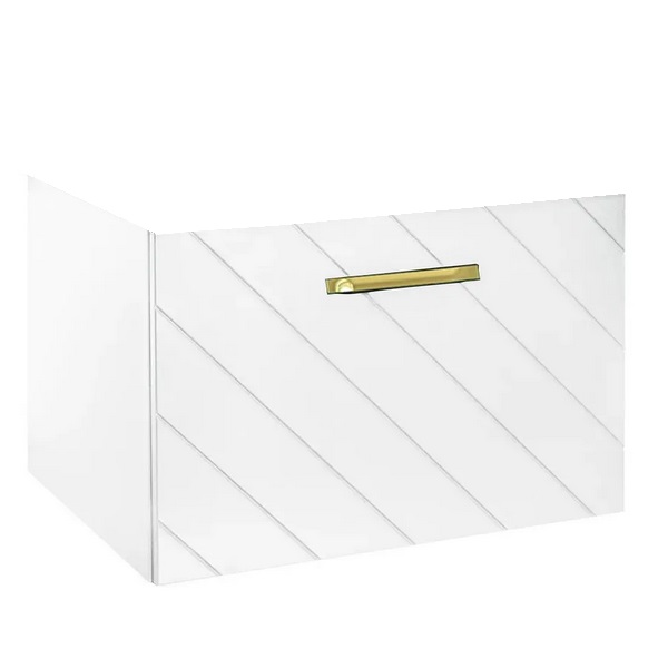 Тумба под раковину Besco Floo 60х50 см левый узор МДФ белый/золотая ручка SUF-654-BZL