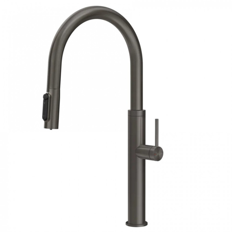Змішувач для кухні Gessi Flessa під фільтр із висувною лійкою чорний метал брашований 60822#707