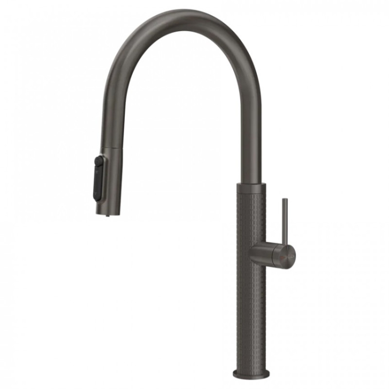 Смеситель для кухни Gessi Meccanica под фильтр с выдвижной лейкой черный металл брашированный 60824#707