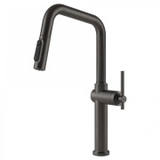 Смеситель для кухни Gessi Habito под фильтр с выдвижной лейкой черный металл брашированный 60852#707