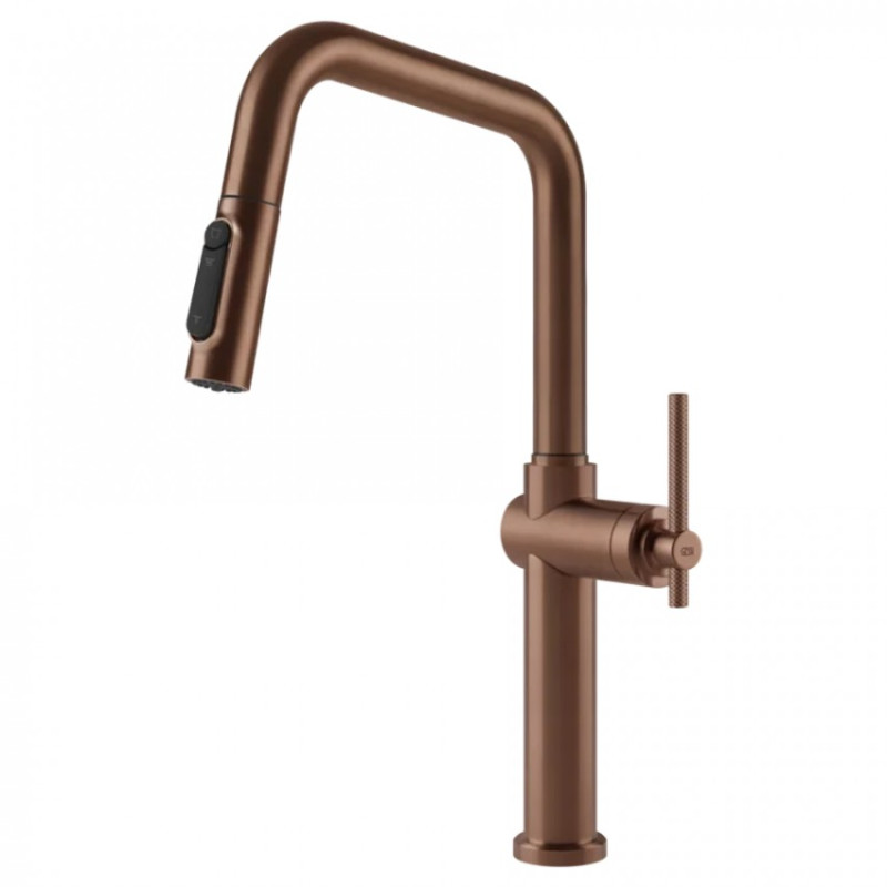 Смеситель для кухни Gessi Habito под фильтр с выдвижной лейкой медь брашированная 60852#708