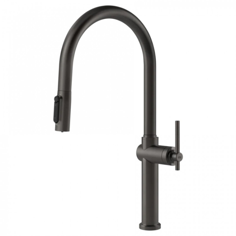 Смеситель для кухни Gessi Habito под фильтр с выдвижной лейкой черный металл брашированный 60872#707